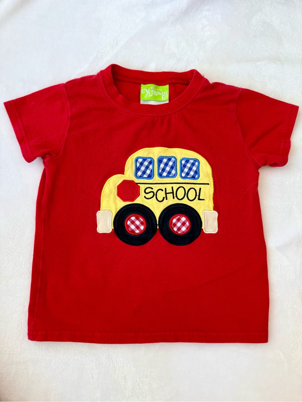 Classic Whimsy Back to School Red School Bus Toddler Tee (size 24M)